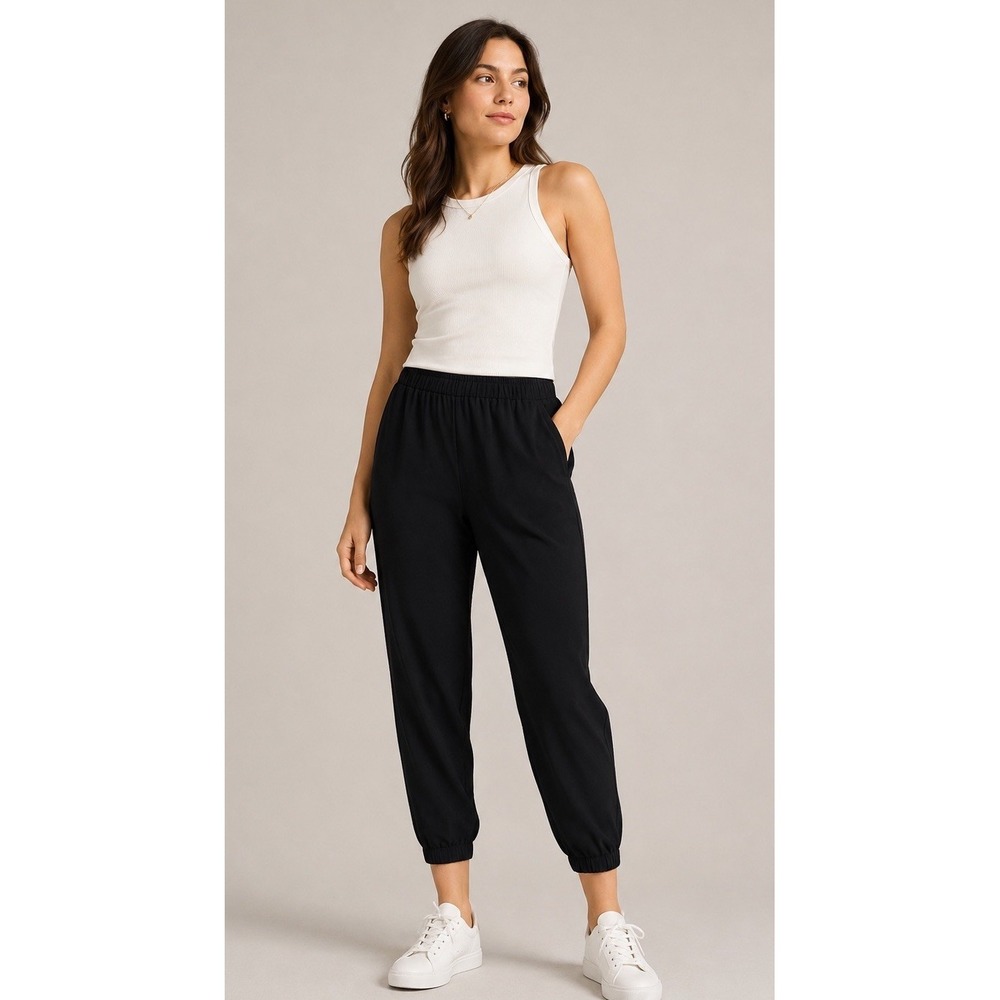 Babaton by Aritzia Jogger Pants Women's Size S Black Elastic Waist Cropped Ankle